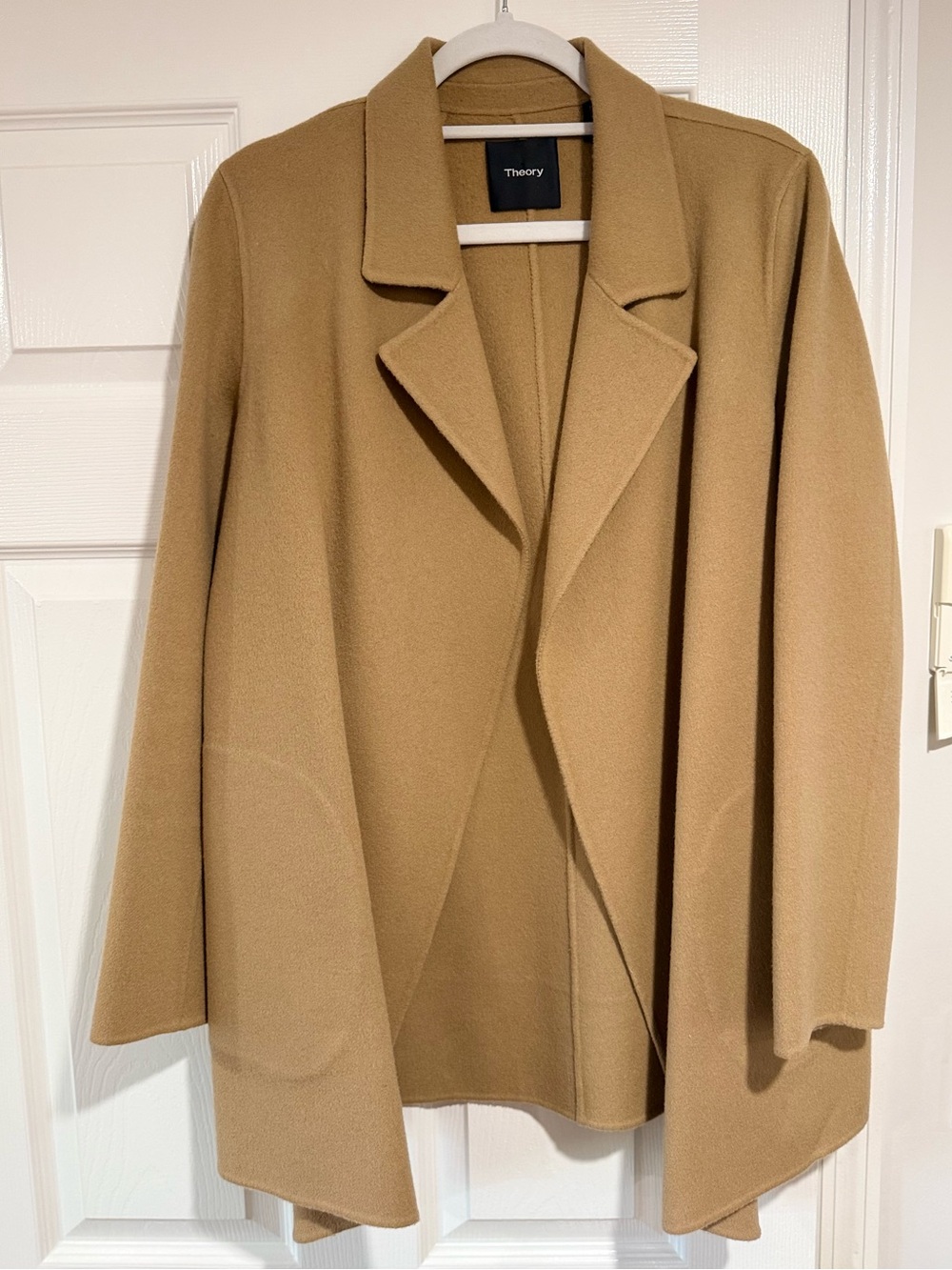 Theory Women's Camel Open-Front Wool Jacket, Size Medium